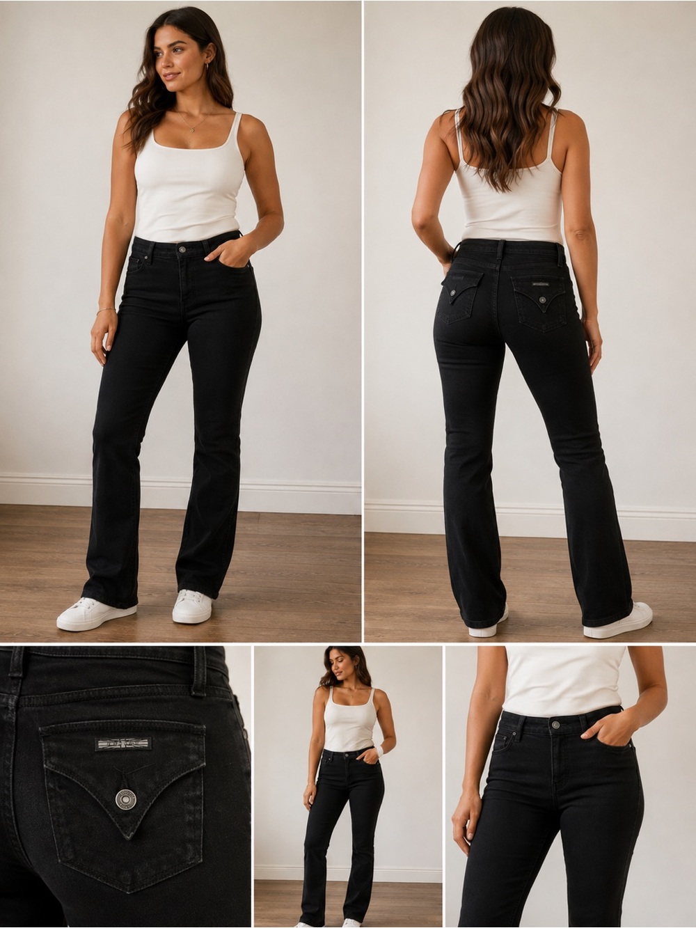 HUDSON Los Angeles Black Bootcut Jeans Women’s Size 6 Mid Rise Stretch Denim